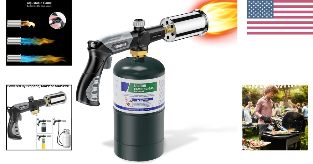 Versatile 1800°C Propane Culinary Torch for Grilling, Searing & More