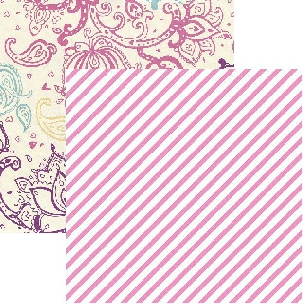 Pink Stripe, scrapbook paper, Double-sided Ella & Viv - EAV694