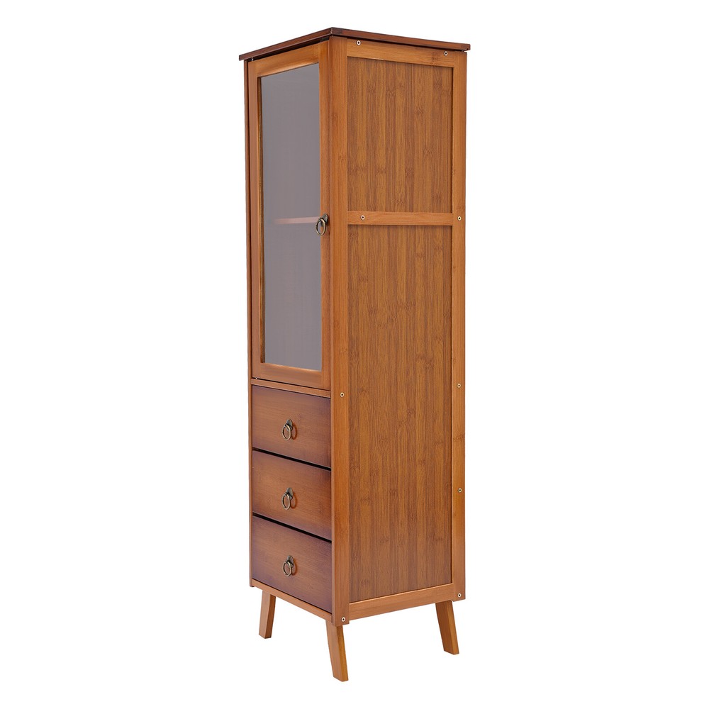 Kitchen Bamboo Storage Cabinet Large Capacity Storage Cupboard Durable Cabinet