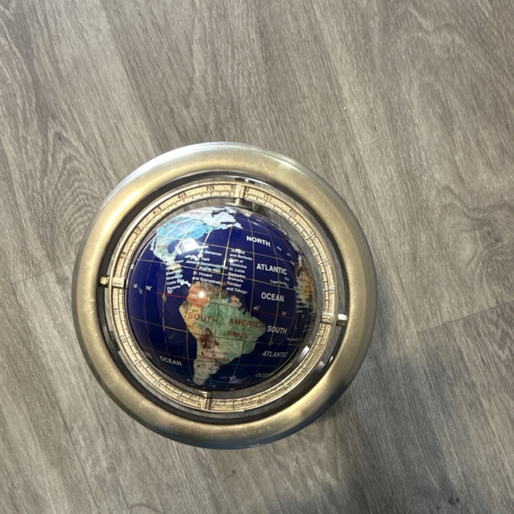 Vintage Decorative Tabletop Globe Metal Base Rotating .