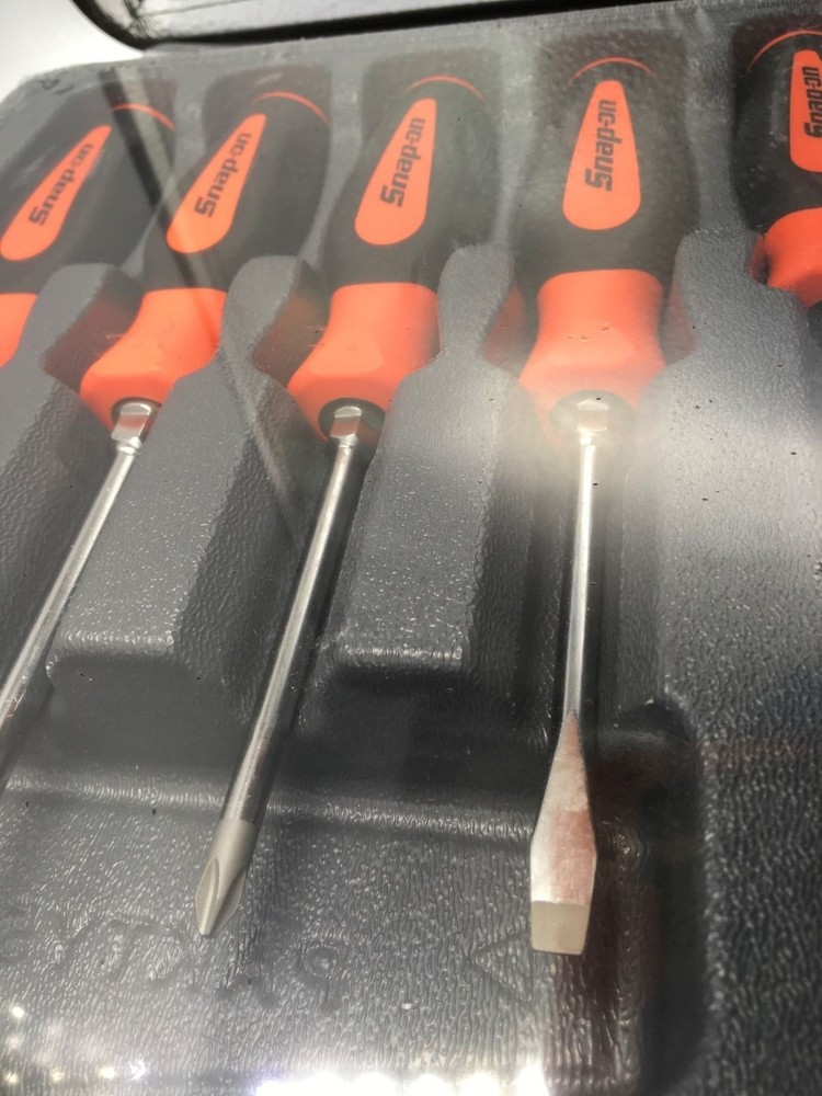 Snap-on 7 Pc Instinct Orange Soft Grip Combination Ratchet Screwdriver Set