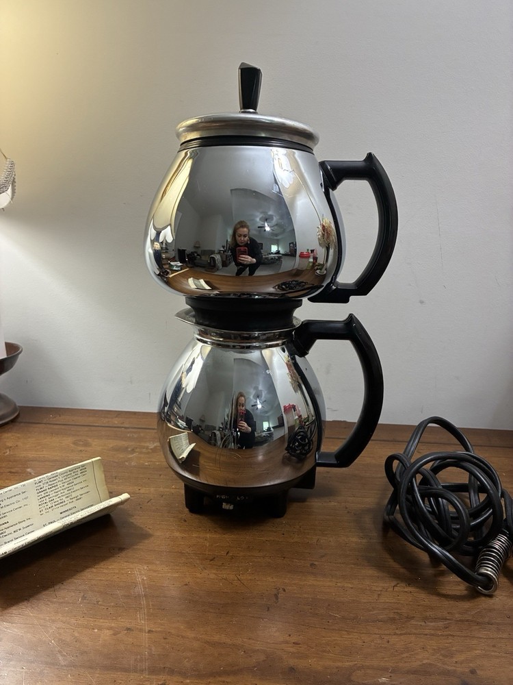 Vtg Sunbeam Coffeemaster C30-A Chrome Automatic Siphon Coffee Pot Double Bubble