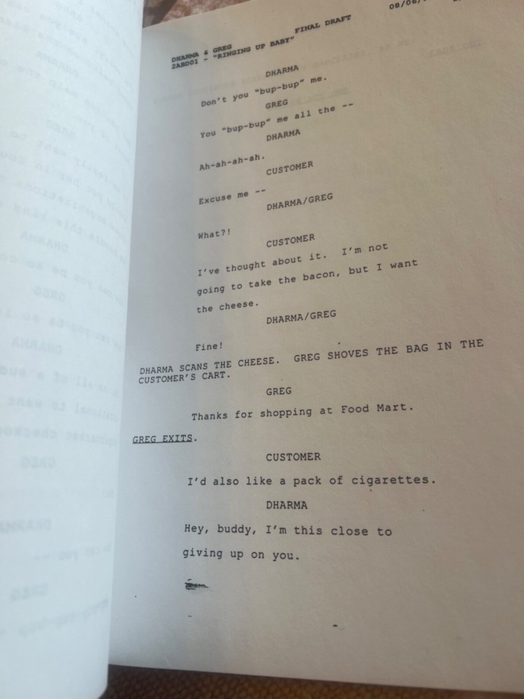 Dharma & Greg TV SCRIPT 2001 Television SERIES JENNA ELFMAN THOMAS GIBSON 2ABD01