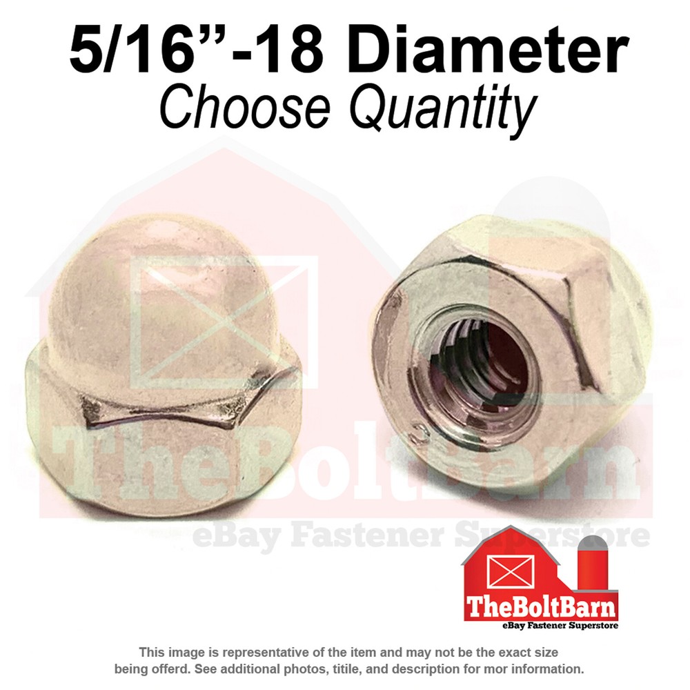 5/16"-18 Grade 2 Nickel Plated Acorn Nuts Coarse Thread (Pick Quantity)