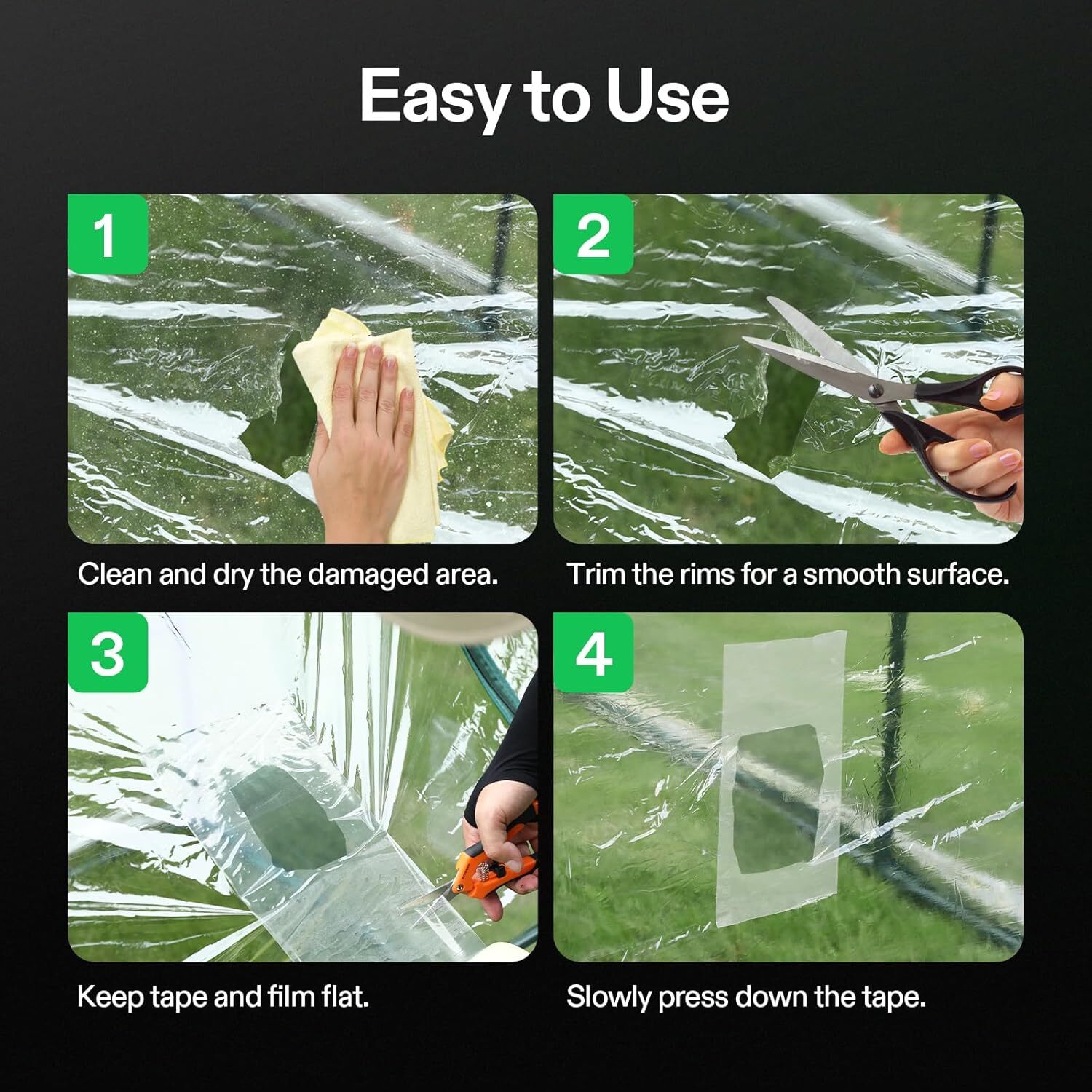 VIVOSUN 6"x108FT Greenhouse Damage Repair Tape, Clear Repair Poly Film Patch