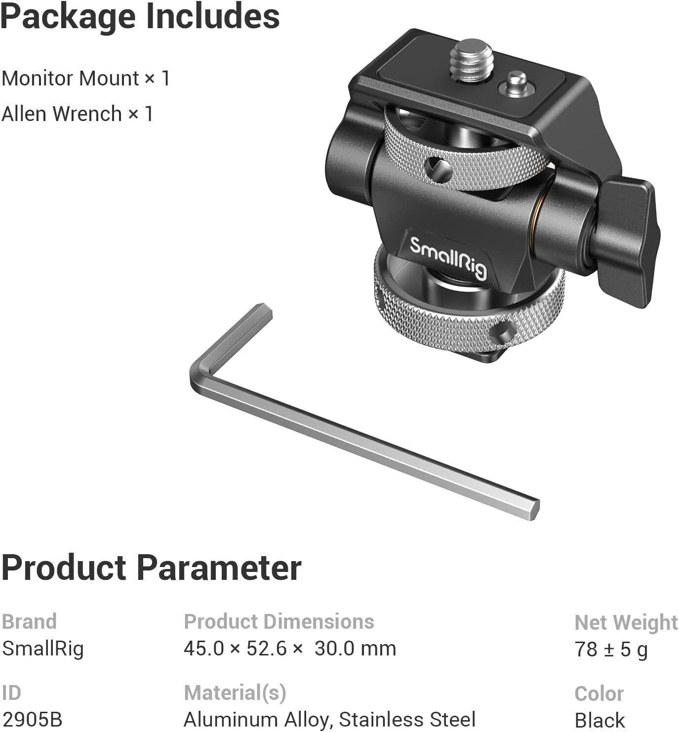 SmallRig Field Monitor Mount Monitor Holder Swivel and Tilt Adjustable 2905