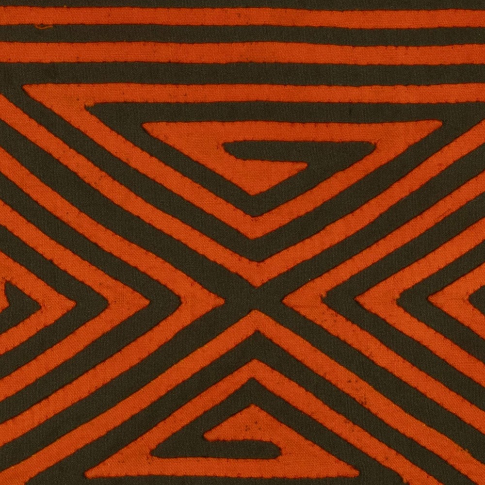 Vintage Orange And Black Four Square Mola
