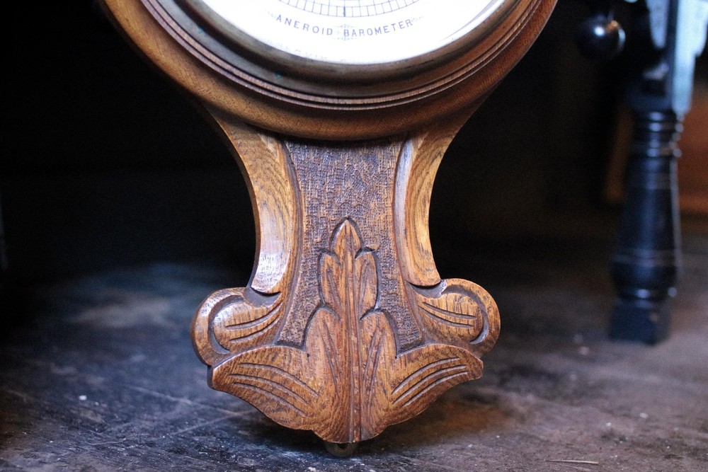 Large Antique Victorian Barometer / Thermometer