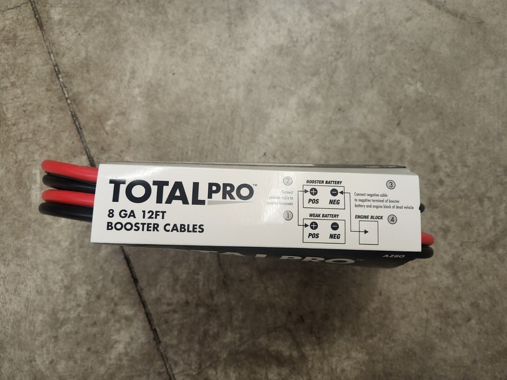 Total Pro Booster Cables, 8 GA, 12 FT