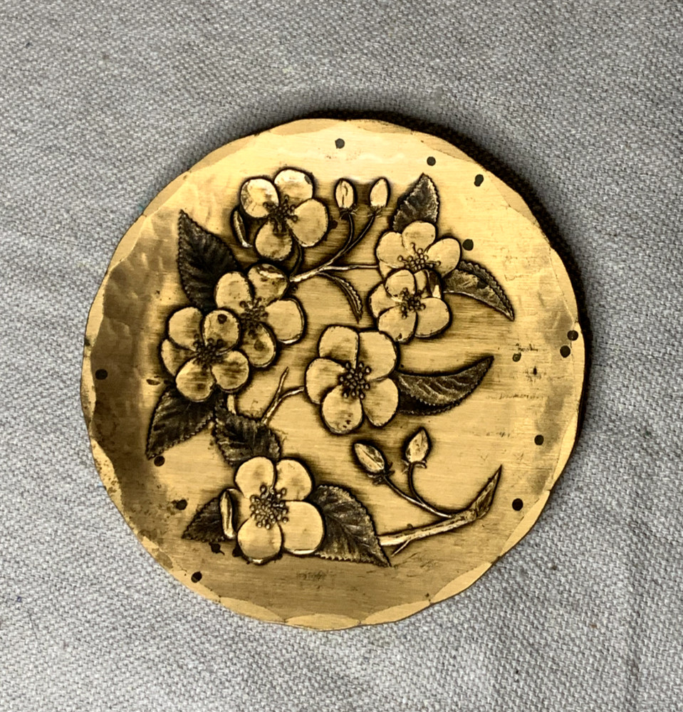 Wendell August Forge Solid Bronze Plate – Cherry Blossoms Design, Hand Made