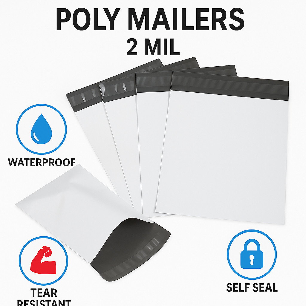 PREMIUM Poly Mailers – 2 Mil Thick Self Seal Waterproof Tear Resistant Envelopes