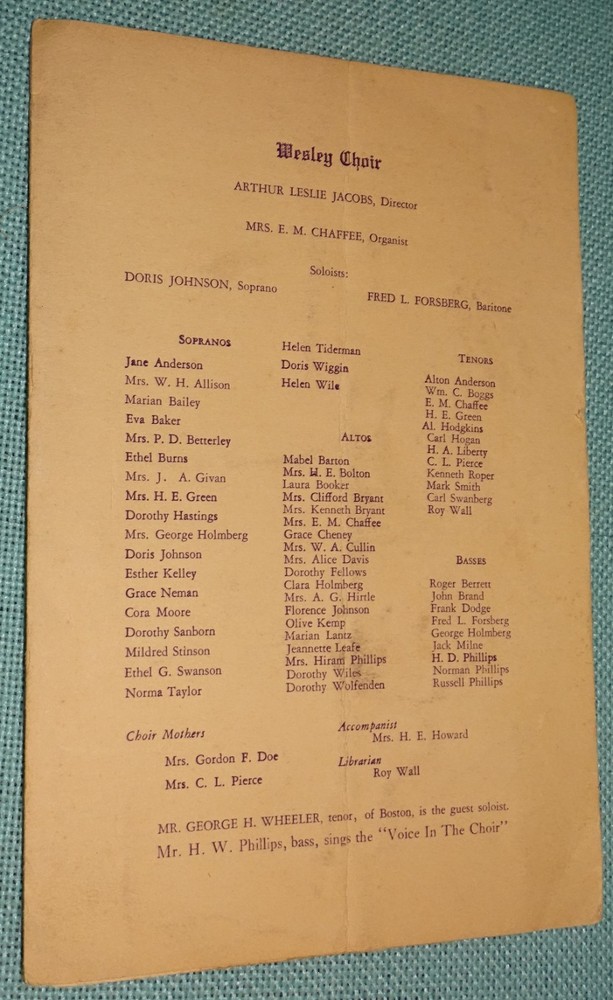 1930 Wesley Methodist Episcopal Church WORCESTER MASS. Good Friday Program