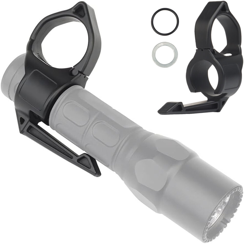 Tactical Flashlight Ring 1'' Portable Flashlights Adapter Ring with Pocket Clip