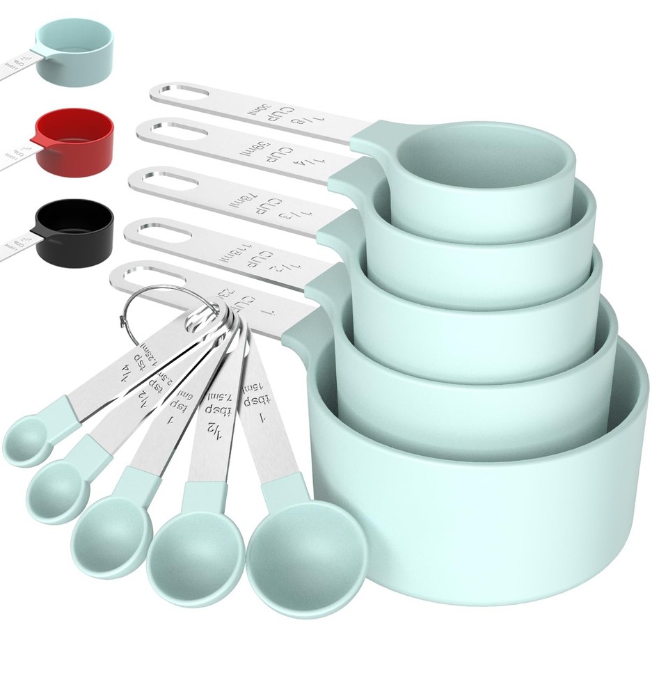 Measuring Cups & Spoons Set, Stackable Cups and Spoons, Nesting Measure Cups wit