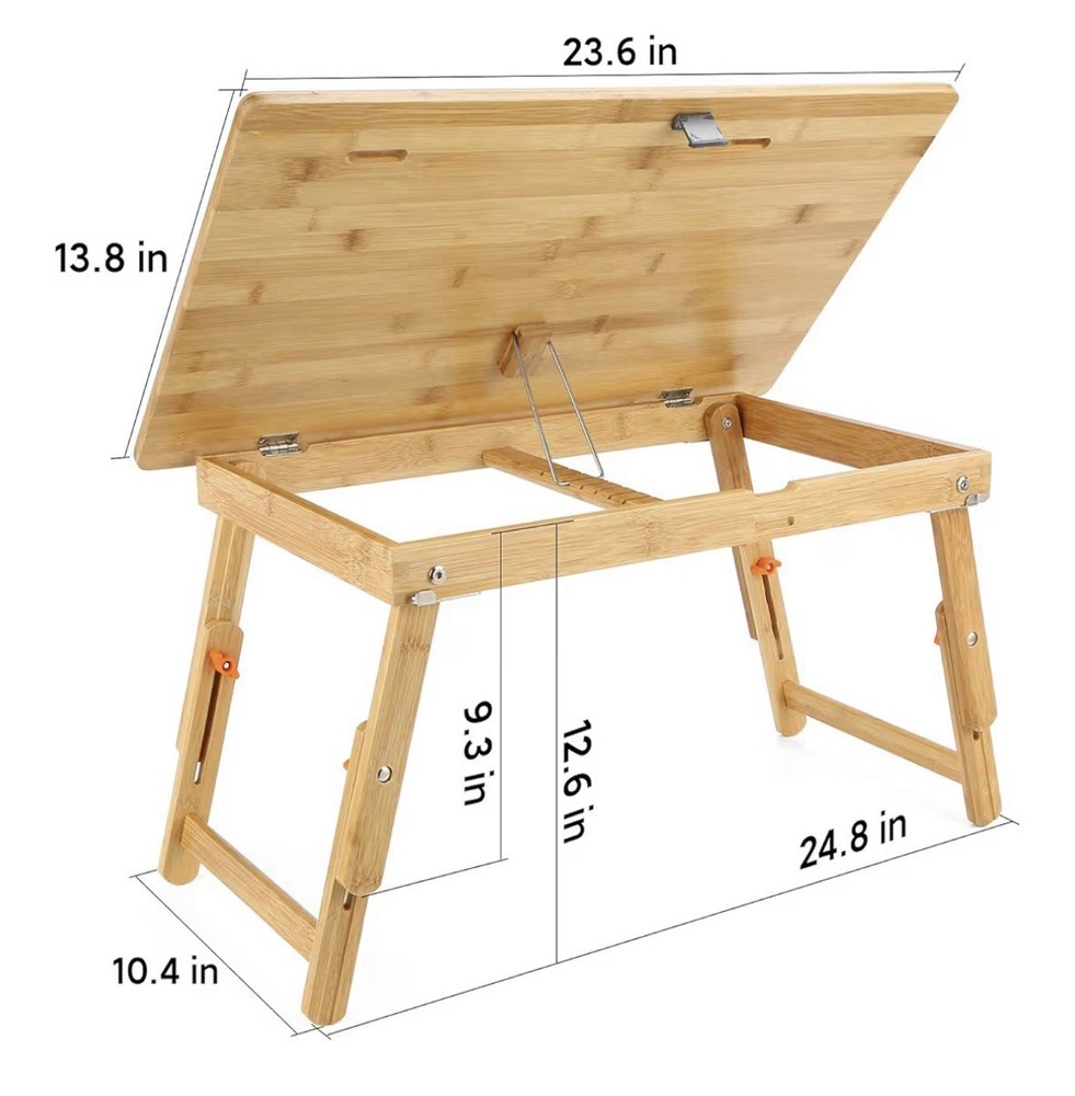 Eco Friendly Bamboo Drawing Table Laptop Desk Adjustable Drafting Bed Tray