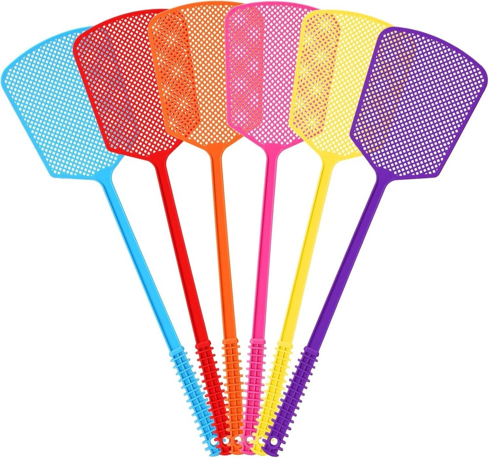 Fly Swatter,Plastic Flyswatters Multi-Pack,6 Bulk Vibrant Colorful Assorted