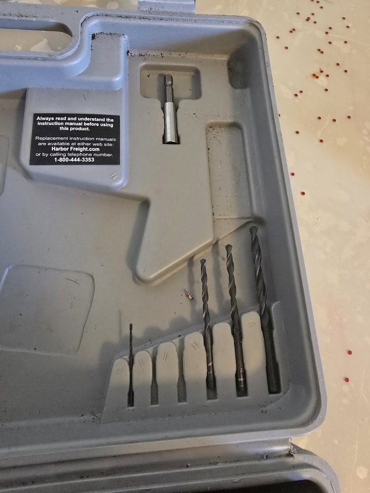 Drill Master 18V Cordless Drill & Flashlight Set w/Battery, Charger, Bits, Case