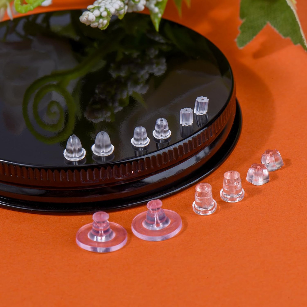 Silicone Earring Backs for Studs and Droopy Ears, 600 Pcs Clear Rubber Replaceme