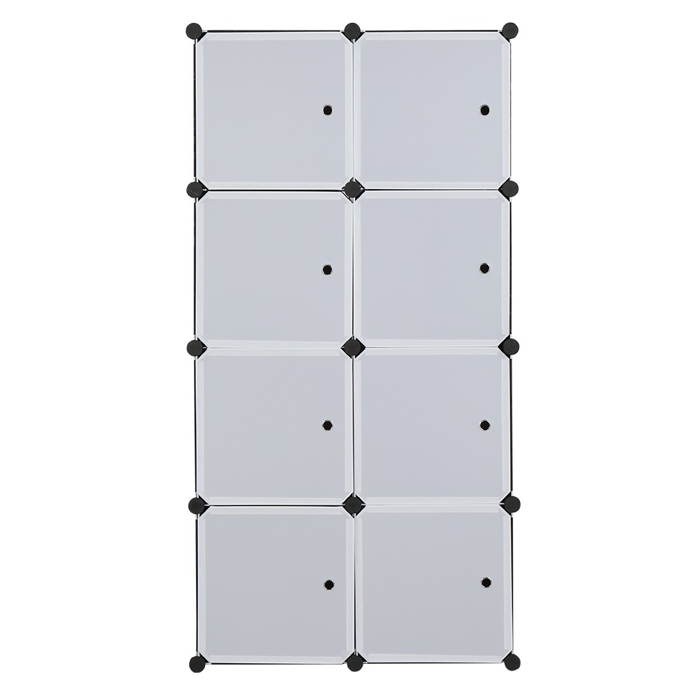 8Cube Stackable PlasticOrganizer,White Doors Black Panels,Modular Closet Cabinet