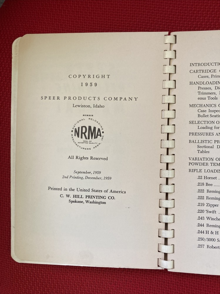 Speer No 3 reloading manual 1959 spiral great shape