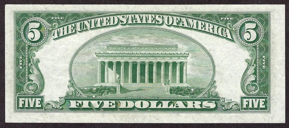 🇺🇸 ERROR 1950A $5 ♚♚MAJOR MISALIGNED OVERPRINT♚♚ HARD TO FIND