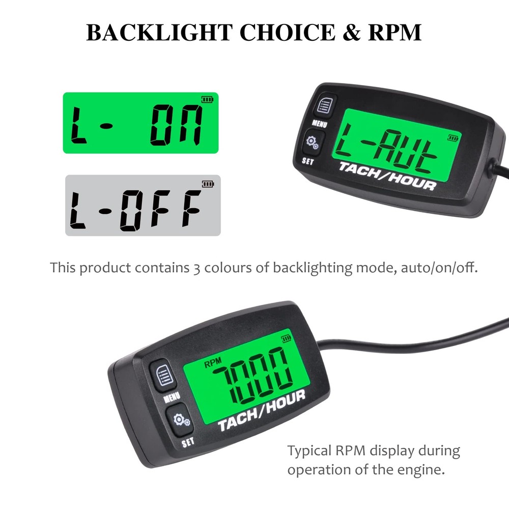 2 Pieces Self Powered Digital Induction Tachometer Maintenance Waterproof Bac...
