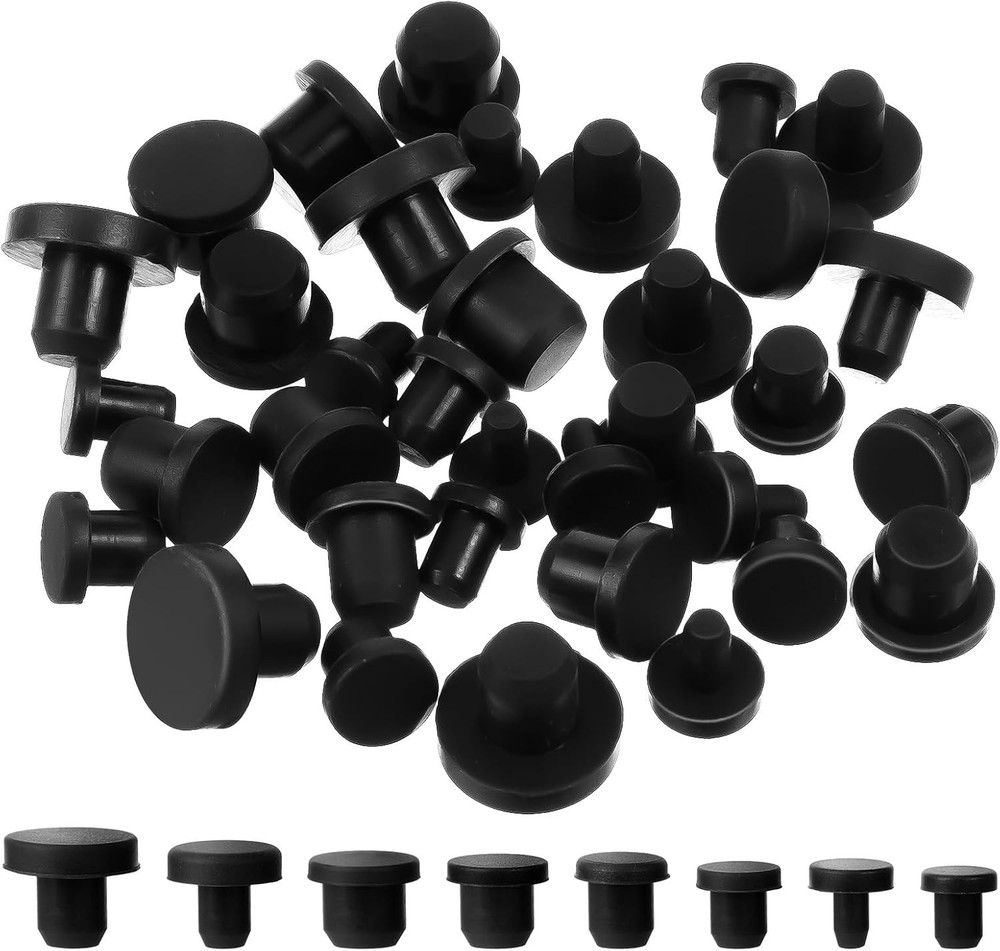 Silicone Hole Plug Set 80pcs Assorted Black Caps