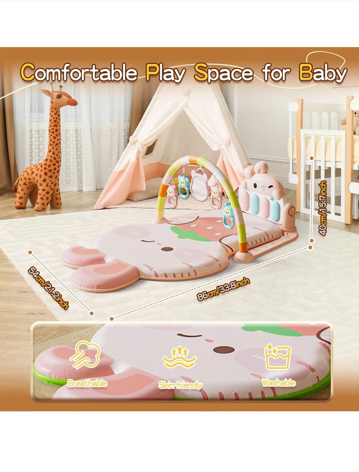 Baby Activity Center Pedal Piano Music Fitness Mat (Green) 0-12 Months