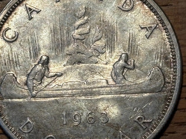 2 Canadian 80% Silver Dollars Both Dated 1963 Some Toning