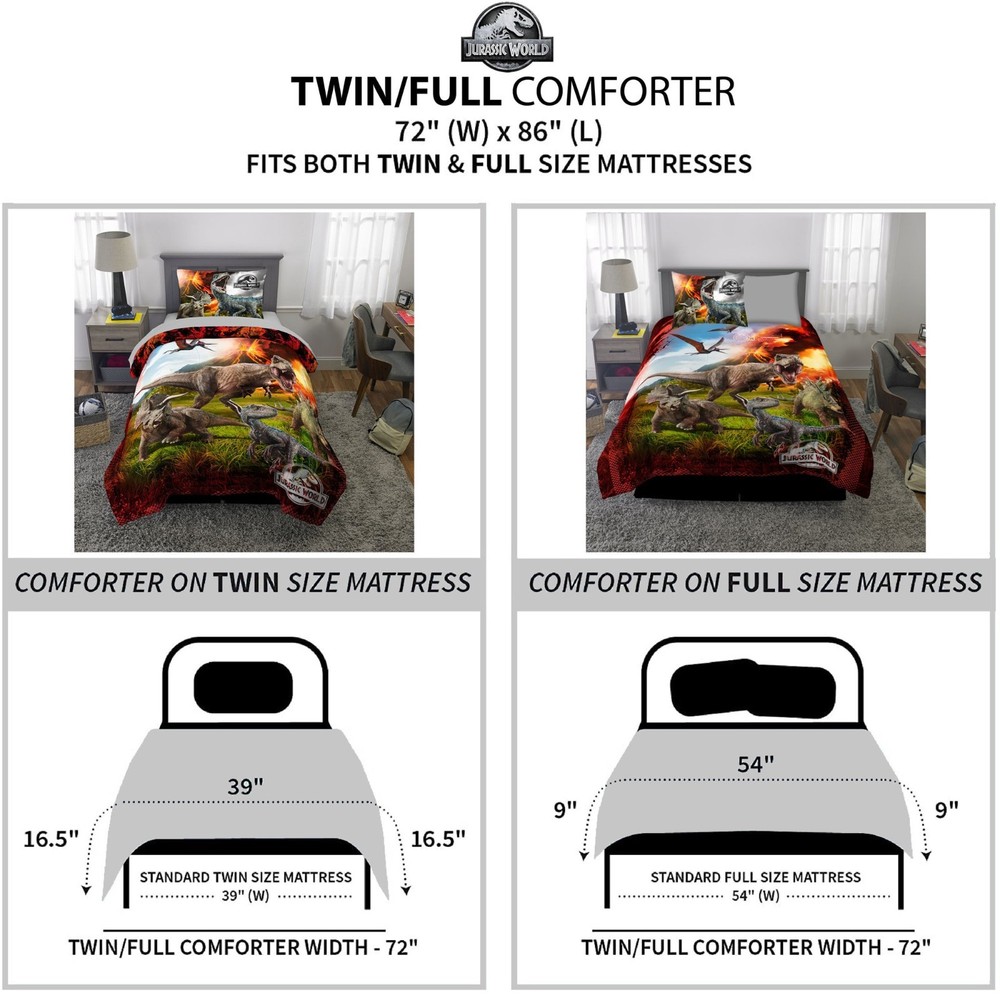 Jurassic World 2 "Eruption" Microfiber 2pc Twin/Full Comforter