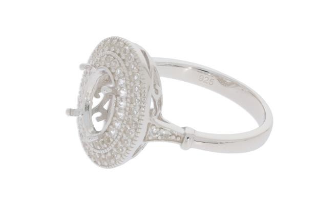 Sterling Silver Semi Mount Ring Setting Oval OV 9x7mm