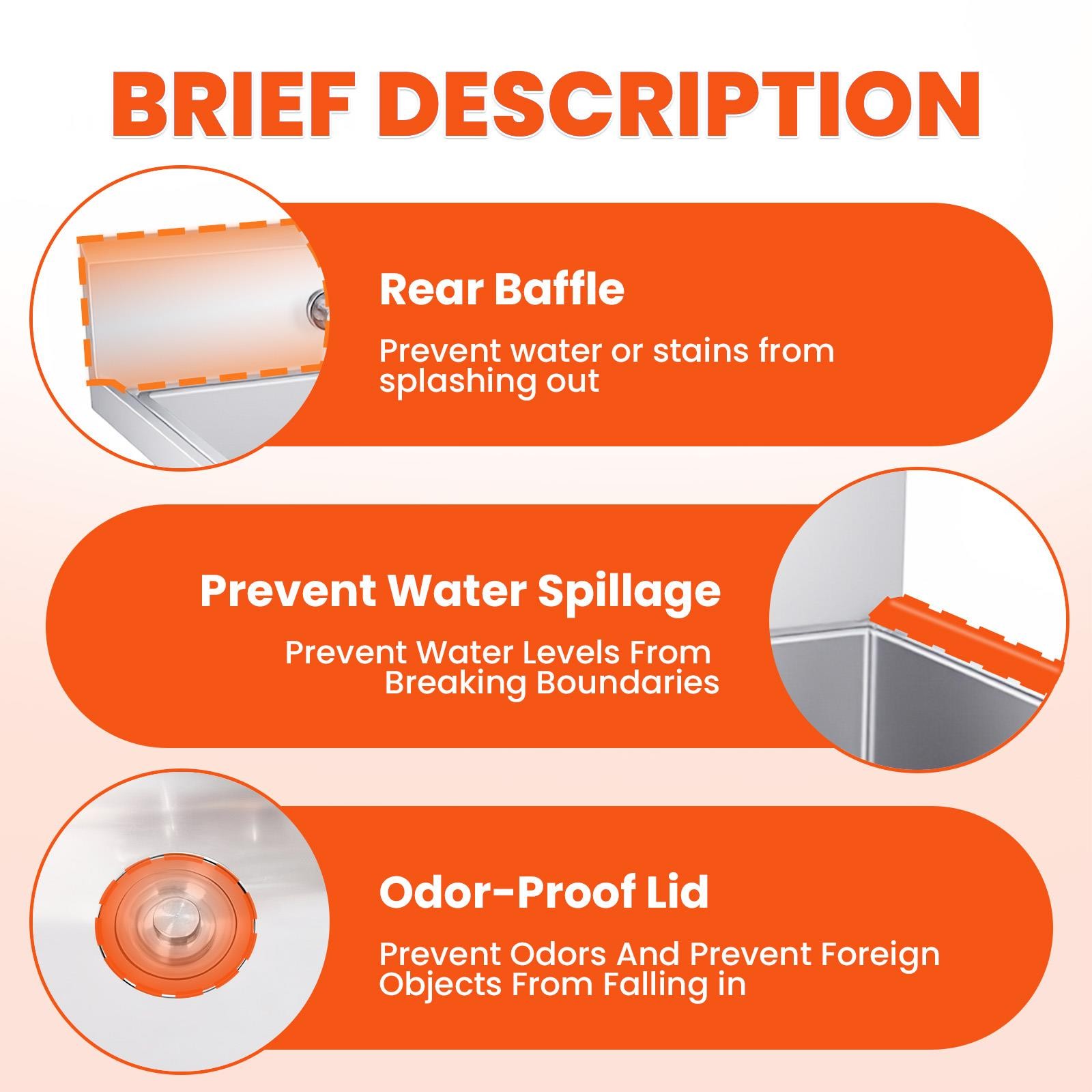 Commercial Stainless Steel Utility Sink Kitchen Wash Tub 27.56" × 11.9" × 27"