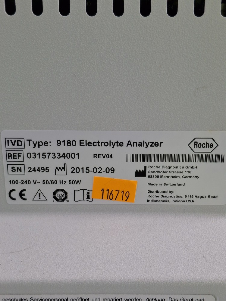Roche Diagnostics 9180 Electrolyte Analyzer