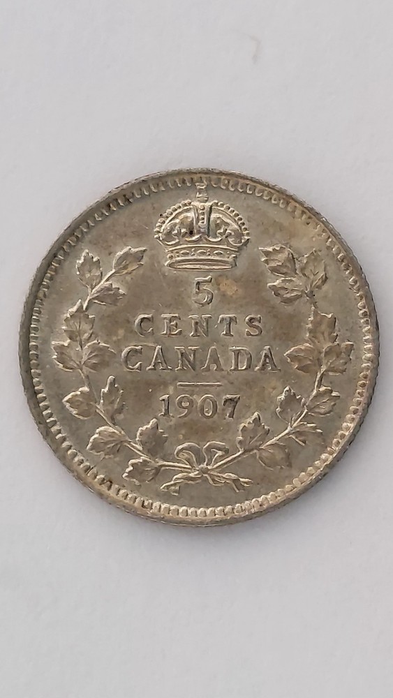 1907 Canada 5 Cent Silver,.925 Silver (#3)