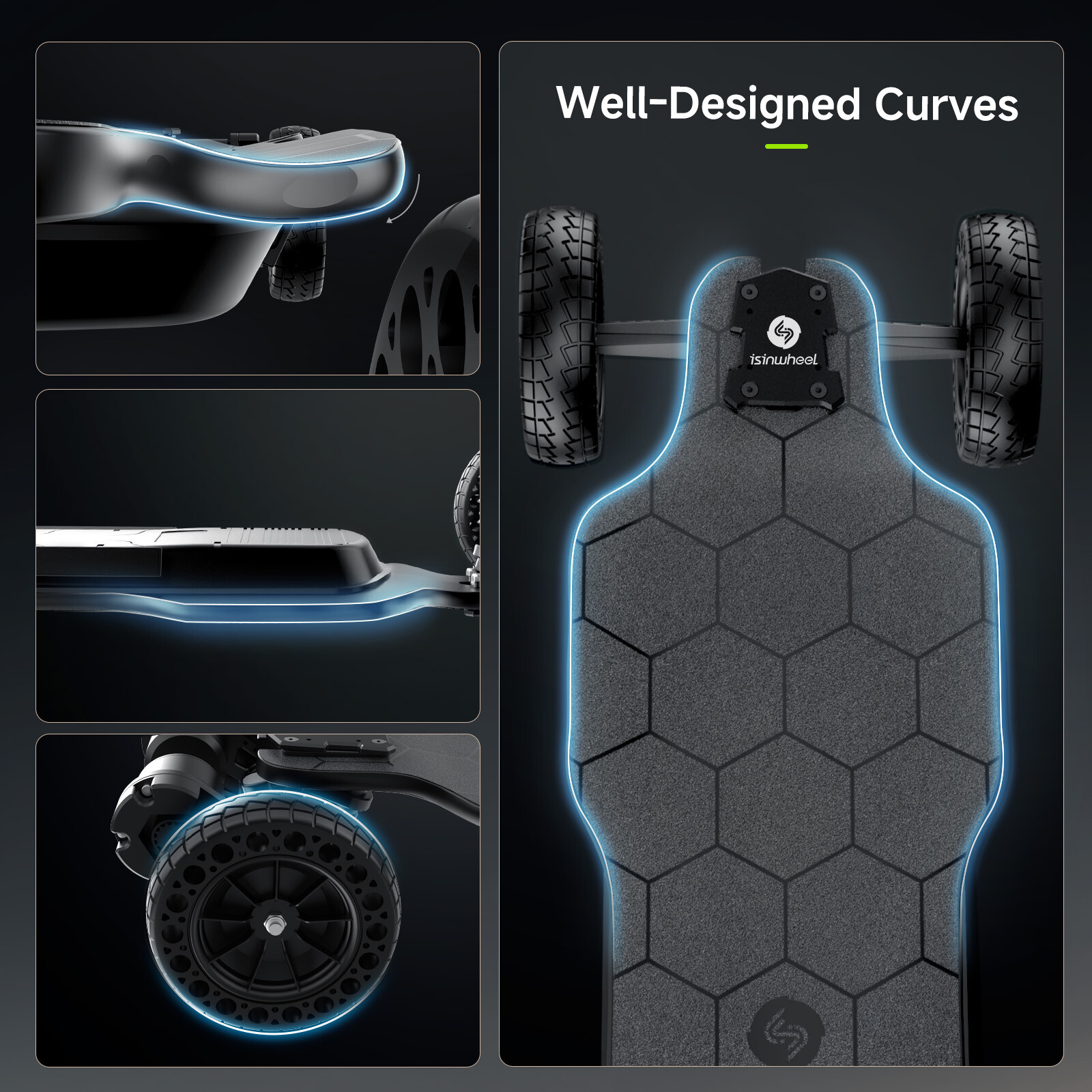 Electric Skateboard Longboard 3000W 32 MPH W/ Ambient Light & Remote Control US