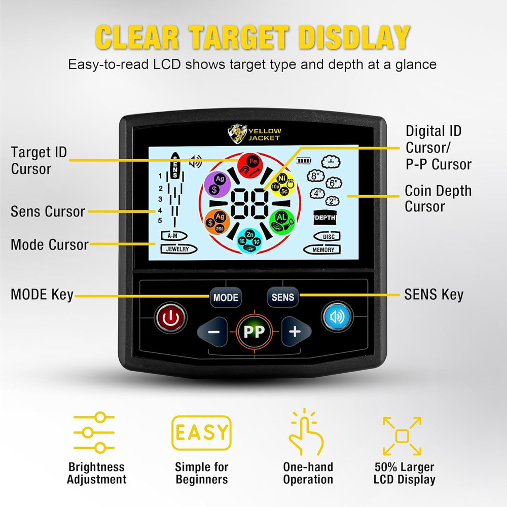 Professional Waterproof Metal Detector with LCD Display & 5 Modes
