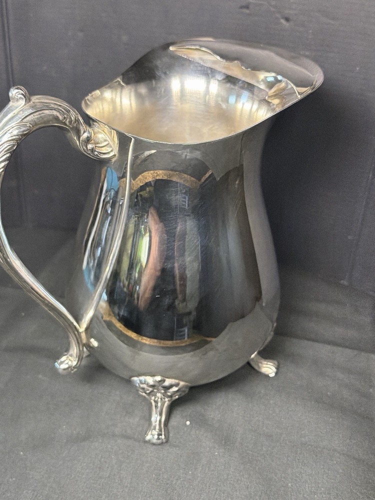 Sheridan Silverplate Pitcher Footed Ornate Handle