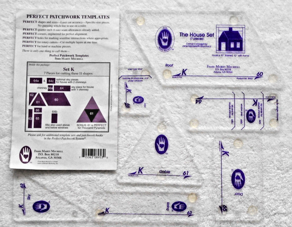 MARTI MICHELL PERFECT PATCHWORK TEMPLATES # - SET K - 12" LARGE SCHOOLHOUSE!