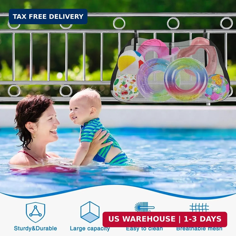 Pool Float Storage Net, Hanging Pool Float Storage Organizer Mesh Bag Adjustable
