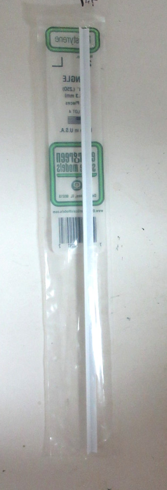 Evergreen Scale Models 1pc 14in Styrene Angles .250in .64cm pkg 297