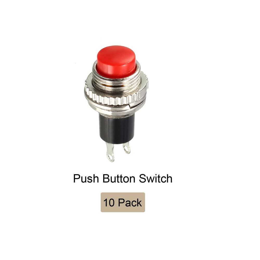 Push Button Switch NO Momentary Round Button 26x12.6mm / Red / 20 Pcs