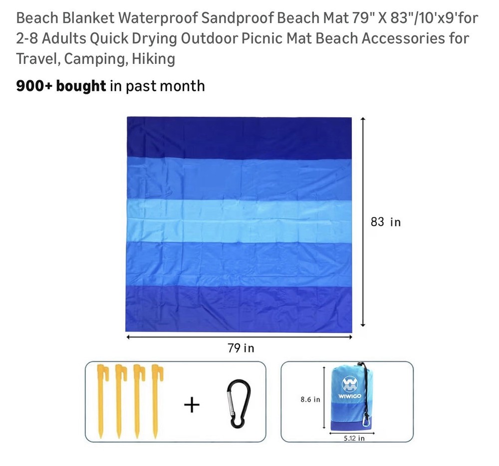 Beach Blanket, Sand And Moisture Wicking