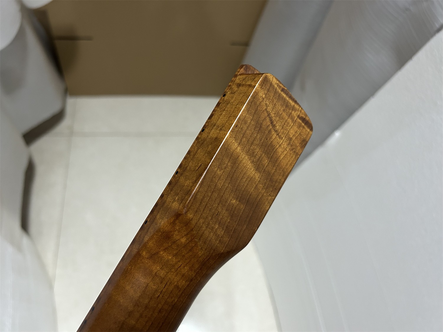 AAAA REVERSE HEAD ROASTED FLAME MAPLE 22 FRET GUITAR NECK LOCKING NUT