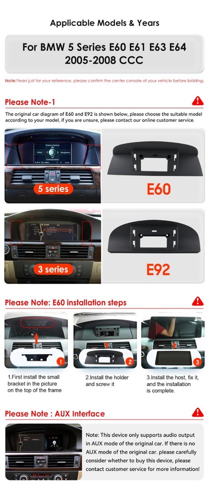 10.25" For BMW CCC 5 Series E60 E61 Wireless CarPlay Car Touch Screen Android 13