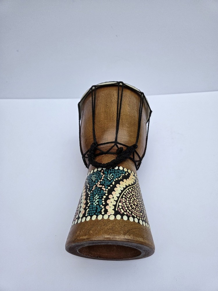 Hand-Carved Jive Djembe Drum – Solid Wood Percussion / Decor