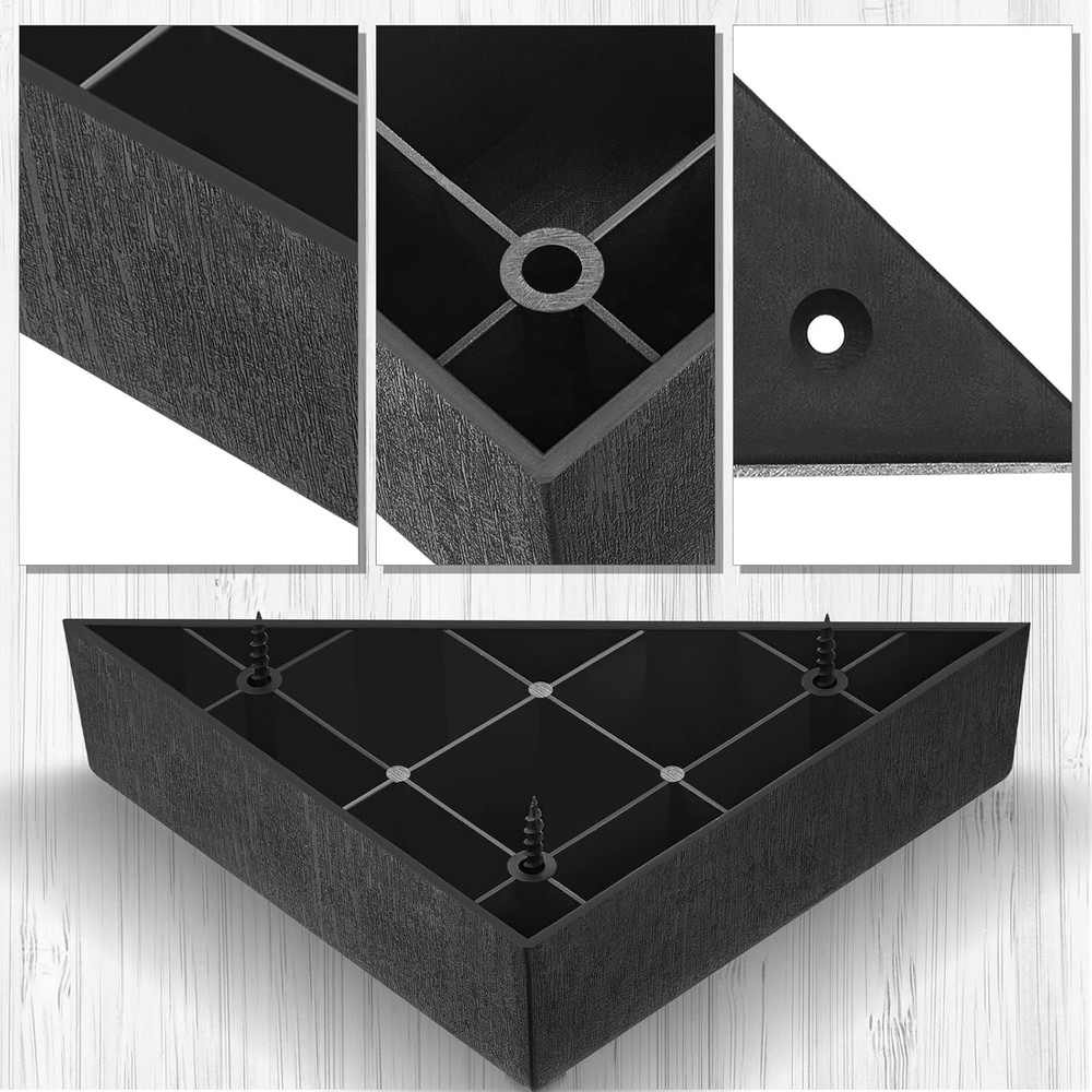 Patas de repuesto para sofá en forma triangular de plástico negro, con tornillos