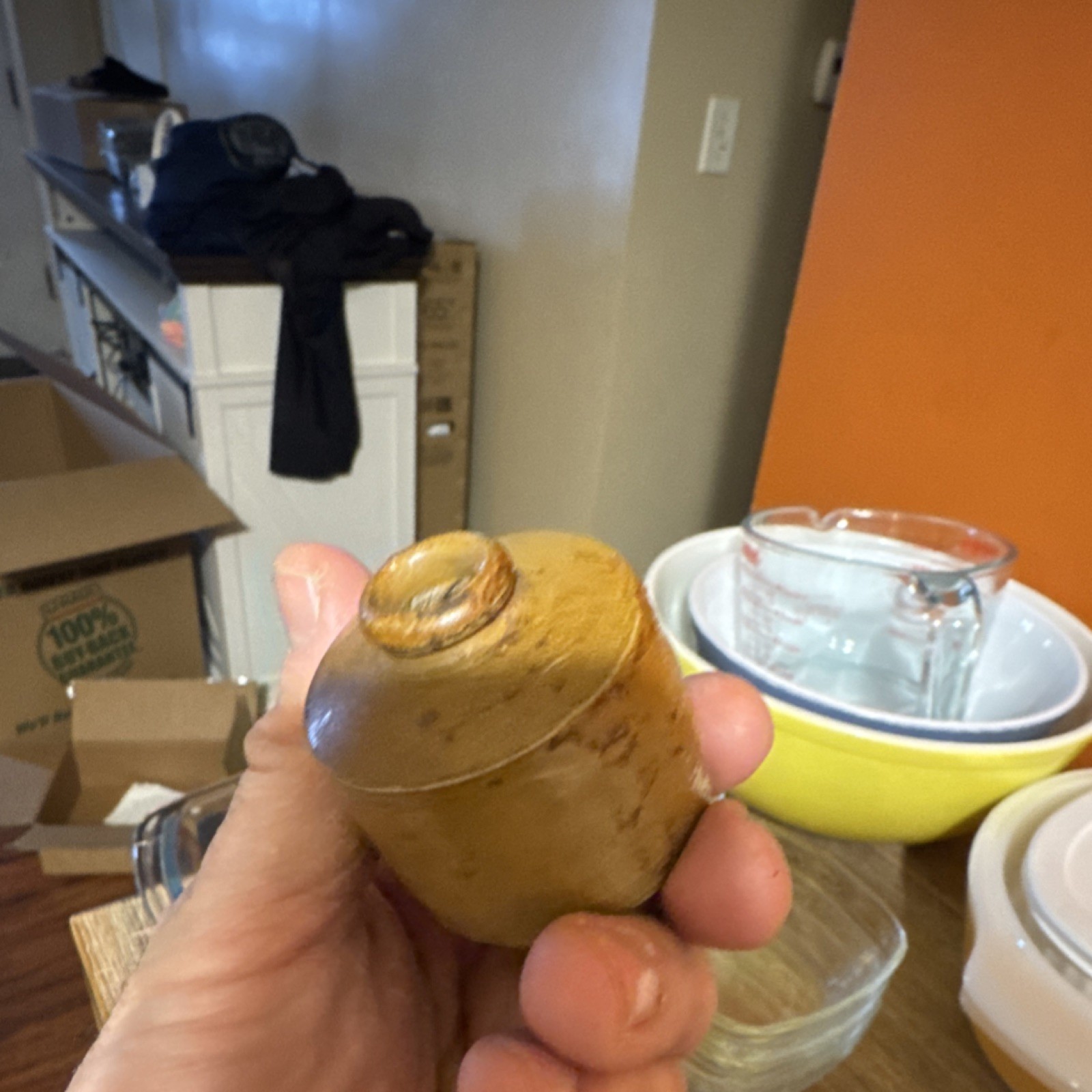 Stoneware Beige Brown Ink Bottle Antique Collectible Pre-1900 Vintage Bottle