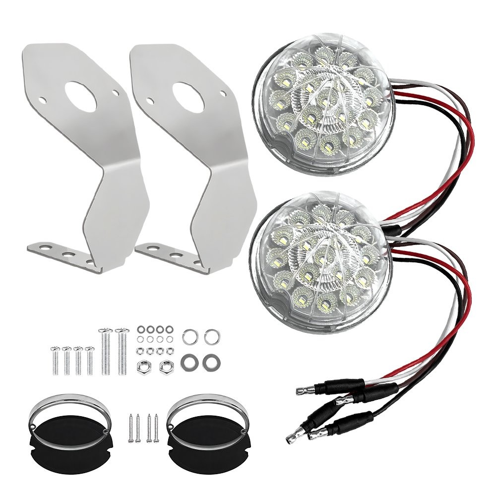 2Pcs LED Watermelon Light Indicator Side Marker Clearance Red White w/ Bracket`
