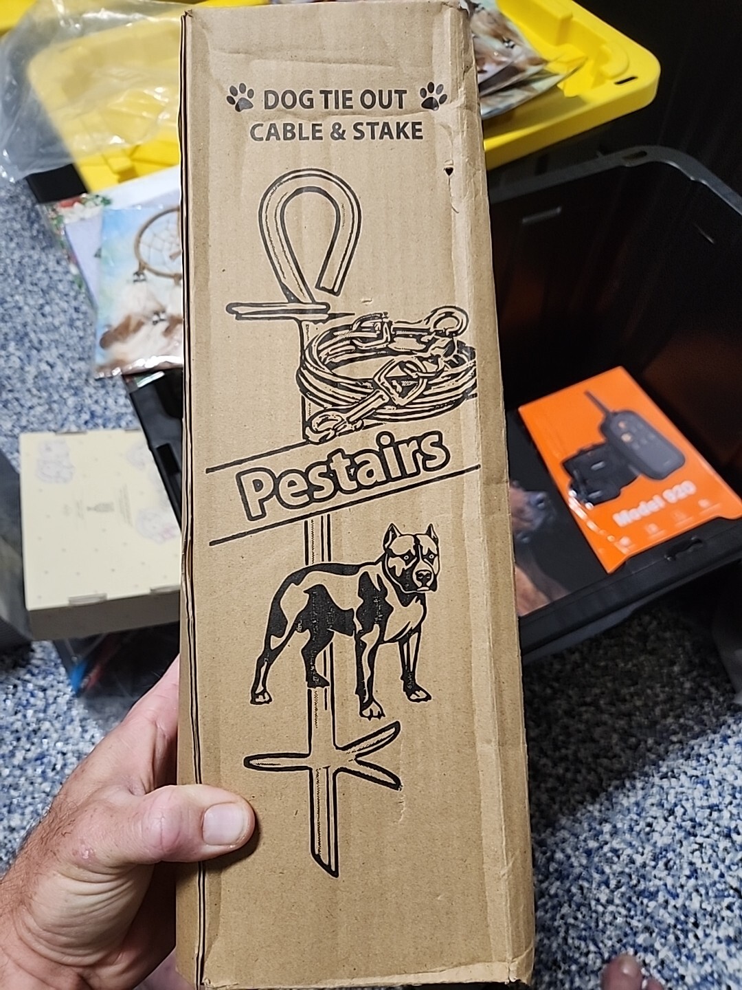 Pestairs 30 Ft Dog Tie Out Cable and Stake - Heavy Dog Yard Leash and Stake