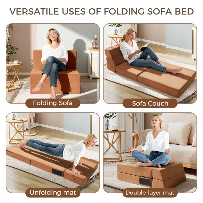 VIXLON Folding Sofa Bed Convertible Modern Bed Chair Modern Down Sleeper Couch